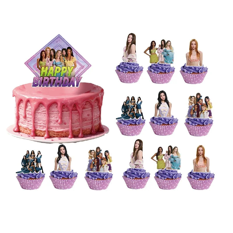 New Katseye Birthday Decoration Superstar Party Favors Stickers Poster Balloons Backdrop Banner Cake Decoration Baby Showe Gi