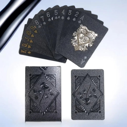 Black Rose Deck Poker Frosted Waterproof Plastic Playing Cards Texas Poker Collection Commemorative Chess Practical Party Gif