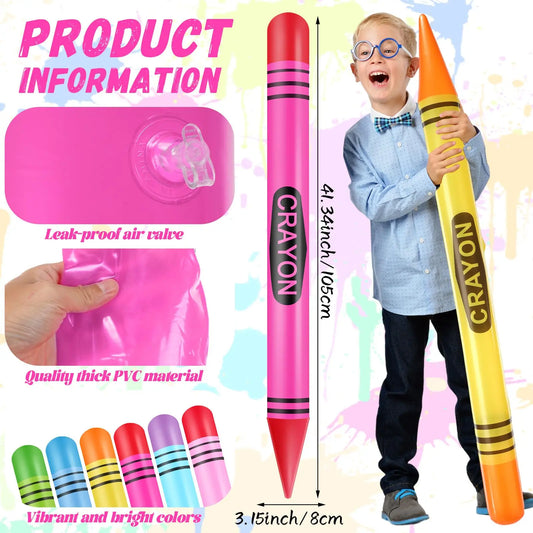 Jumbo Inflatable Crayon Balloon Neon Back to School Party Decoration First Day Of School Classroom Supplies