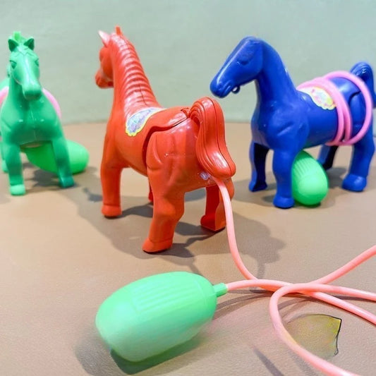 Kids Pull String Horse Toy Classic Vintage Walking Animal Model Colorful Plastic Interactive Toddler Educational Birthday Par