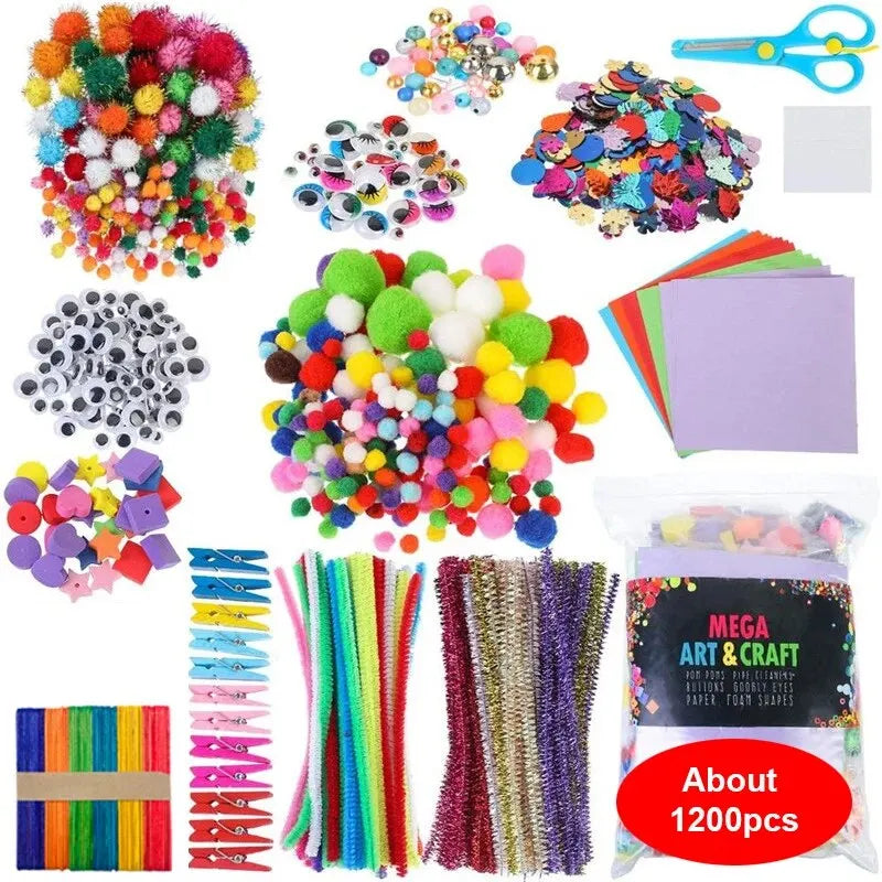 Arts and Crafts Supplies for Kids DIY Crafting School Kindergarten Homeschool Supplies Arts Set Toys for Children - About 120