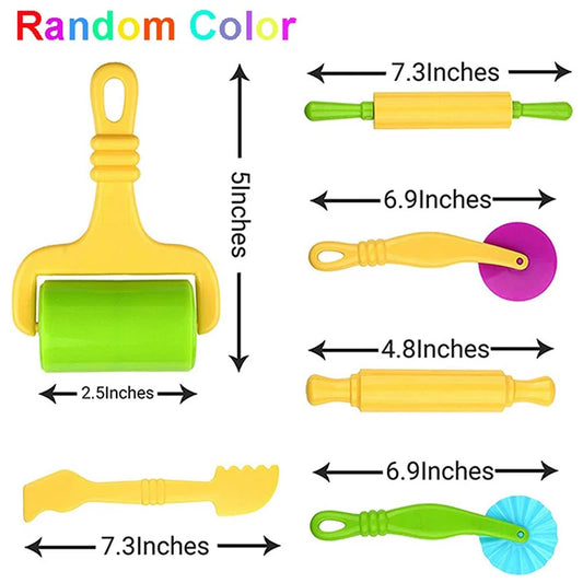 Clay and Dough Modelling Tools Kit Rollers Molds Cutters Plastic Assorted Designs Play Dough Extruders Tools Toy Set