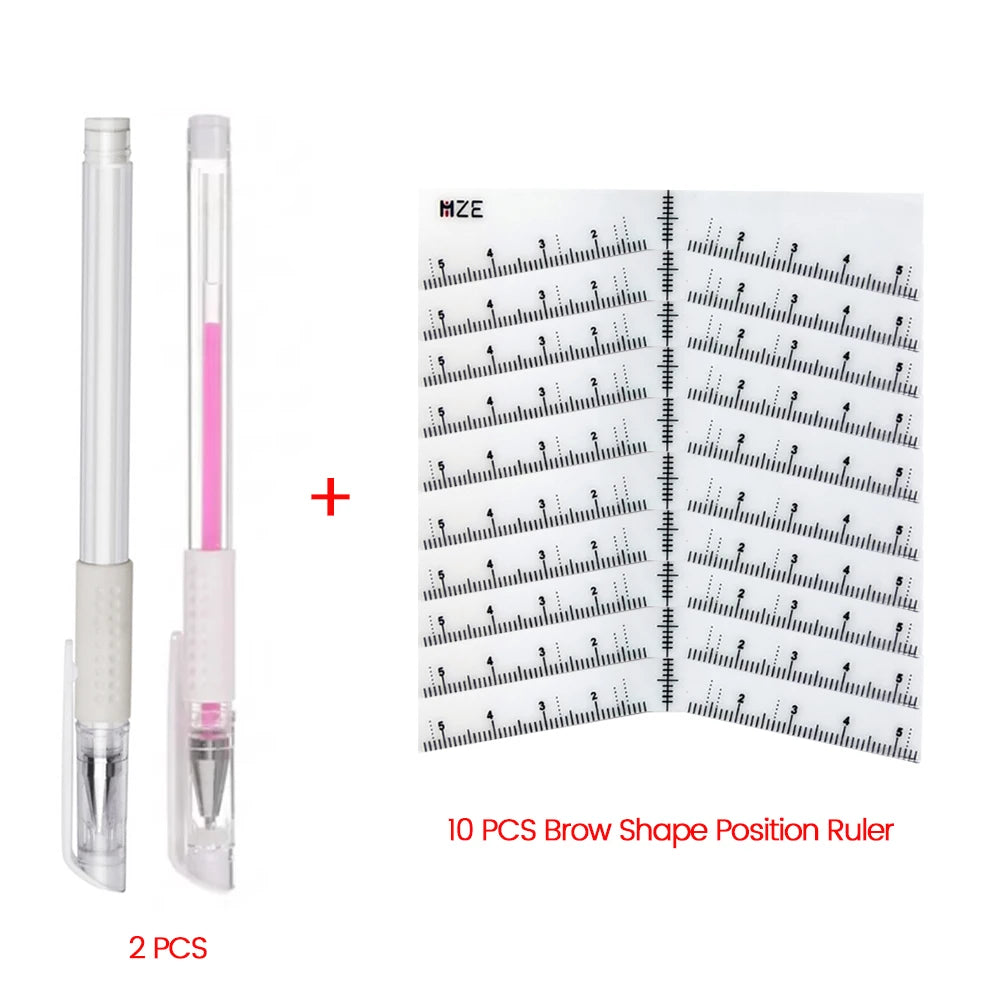 Eyebrow Position Mark Tools Microblading Brow Shape Mapping Kit with White Marker Pen and Brows Outline Design Ruler Makeup K