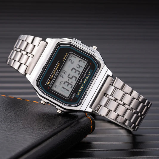 Luxury LED Digital Watch for Men Stainless Steel Men's Electronic Wristwatch Simple Business Gold Sliver Mens Watch Reloj Hom