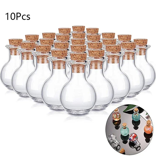 10Pcs Miniature Small Glass Bottles with Cork Vials for Miniature Potion Wedding Decorations