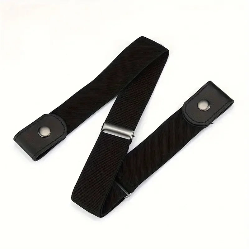 Traceless Invisible Elastic Belt Women's Belt Jeans Pants Men's Elastic Belt - black