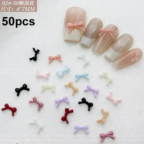 French Ribbons Colorful Resin Cute Bowknot Charm Leopard Print Bow Tie Nail Art Decorations Manicure Tools Accessories Wholes