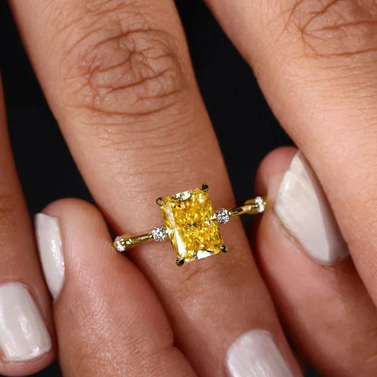 CAOSHI Fashion Lady Yellow Zirconia Ring Trendy Female Engagement Ceremony Jewelry Stylish Bridal Wedding Band Accessories Gi