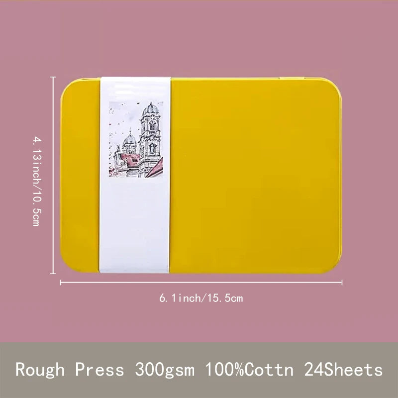 Potentate Watercolor Book Artist-grade Cotton A6 Rough-grained Watercolor Paper 300g Postcard Tin Box Travel Sketch Art Suppl
