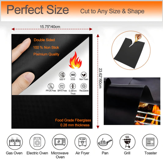 Oven Bottom Liners Non Stick Barbecue Grill Mats Reusable Kitchen Toaster Liner Air Fryer Cooking Heat Resistant Baking Paper