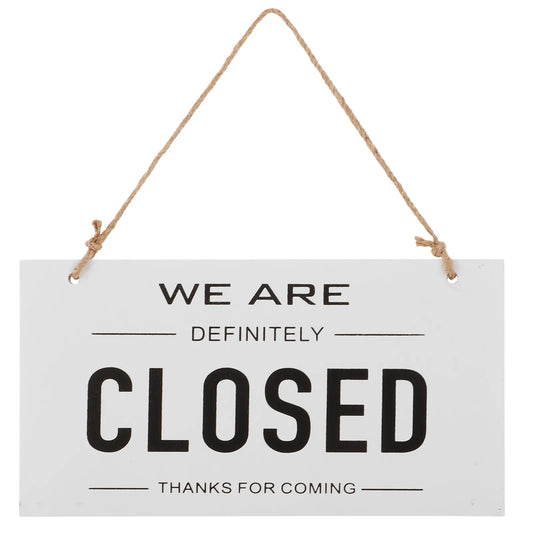 Double-Sided Wooden Store Sign White Simple Design Open Closed Sign for Door Hanging Rustic Decor
