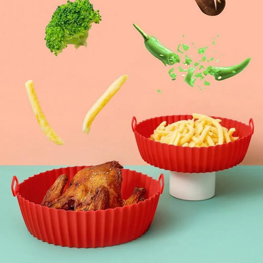 Air Fryer Silicone Liners Air Fryer Silicone Pot Reusable Silicone Air Fryer Liners Food Safe Non Stick Air Fryer Basket Acce