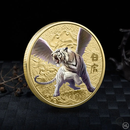 Chinese Mythical Beasts Coins Collectibles Dragon Coin Tiger Suzaku Zodiac Tai Chi Commemorative Medal Luck