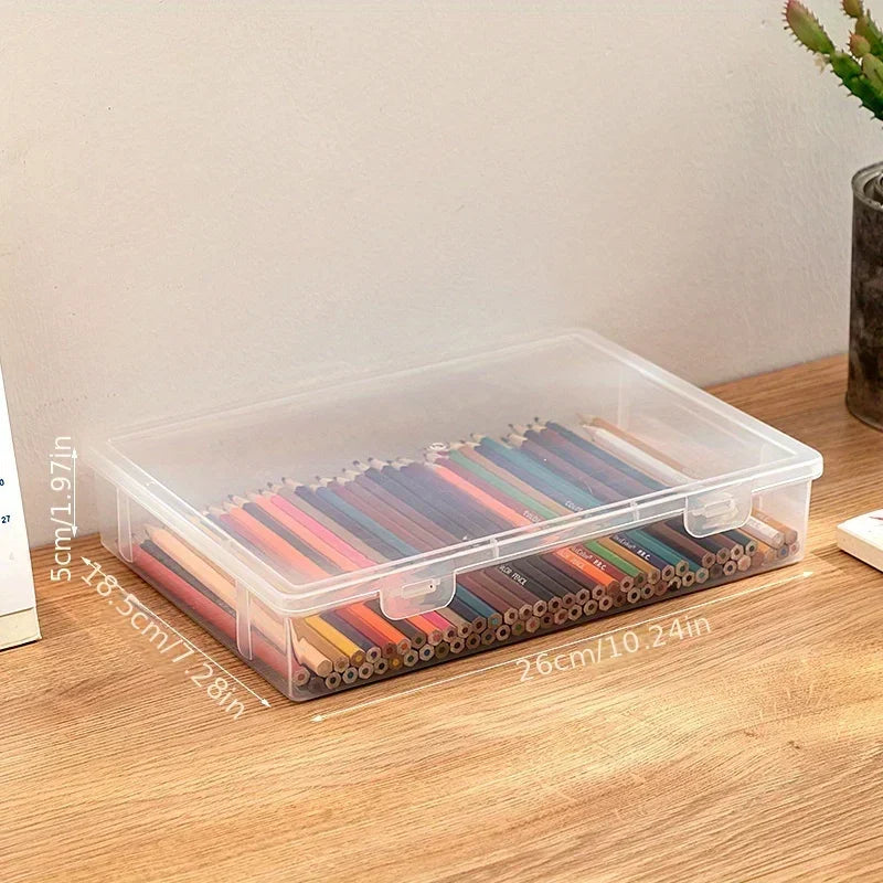 Large Capacity Pencil Case Transparent Plastic Notebook Sketch Marker Colored Lead Painting Storage Box, Back To School Suppl