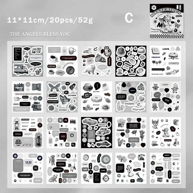 Journamm 20 Pcs Cartoon Collage Sticker Book DIY Scrapbooking Collage Junk Journal Vintage Decor Stationery Suppliesjavascrip