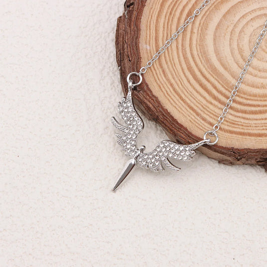 Angel Wings Pendant Necklace for Men Unisex Hip Hop Gothic Punk Clavicle Chain Trendy Classic Gold Silver Neck Jewelry Gift