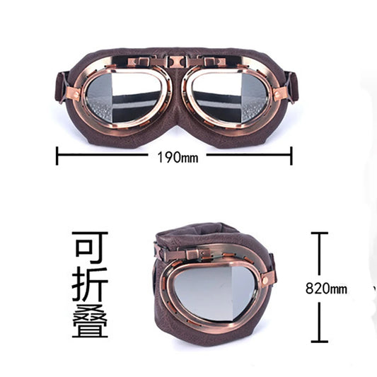 Vintage Leather Motorcycle Dirt Bike Goggles Pilot Motorbike Retro Jet Helmet Eyewear Glasses Outdoor Sports Goggle Glasses