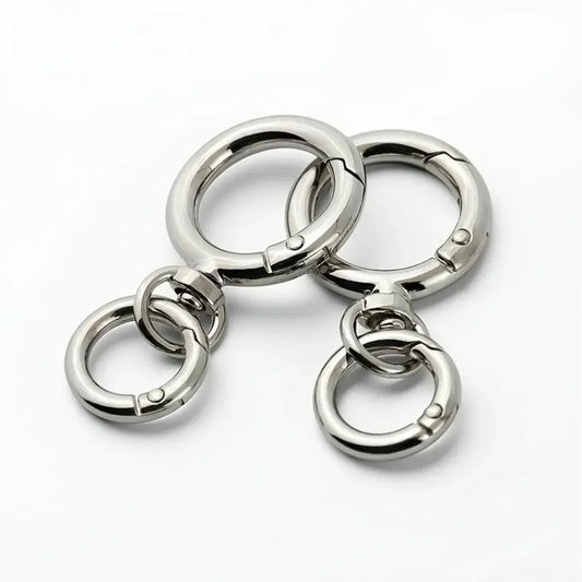 2Sets Round Spring Snap Carabiner Clip O Rings Swivel Trigger Hook Metal Clasps Keychain for Handbag Lanyards DIY Crafts