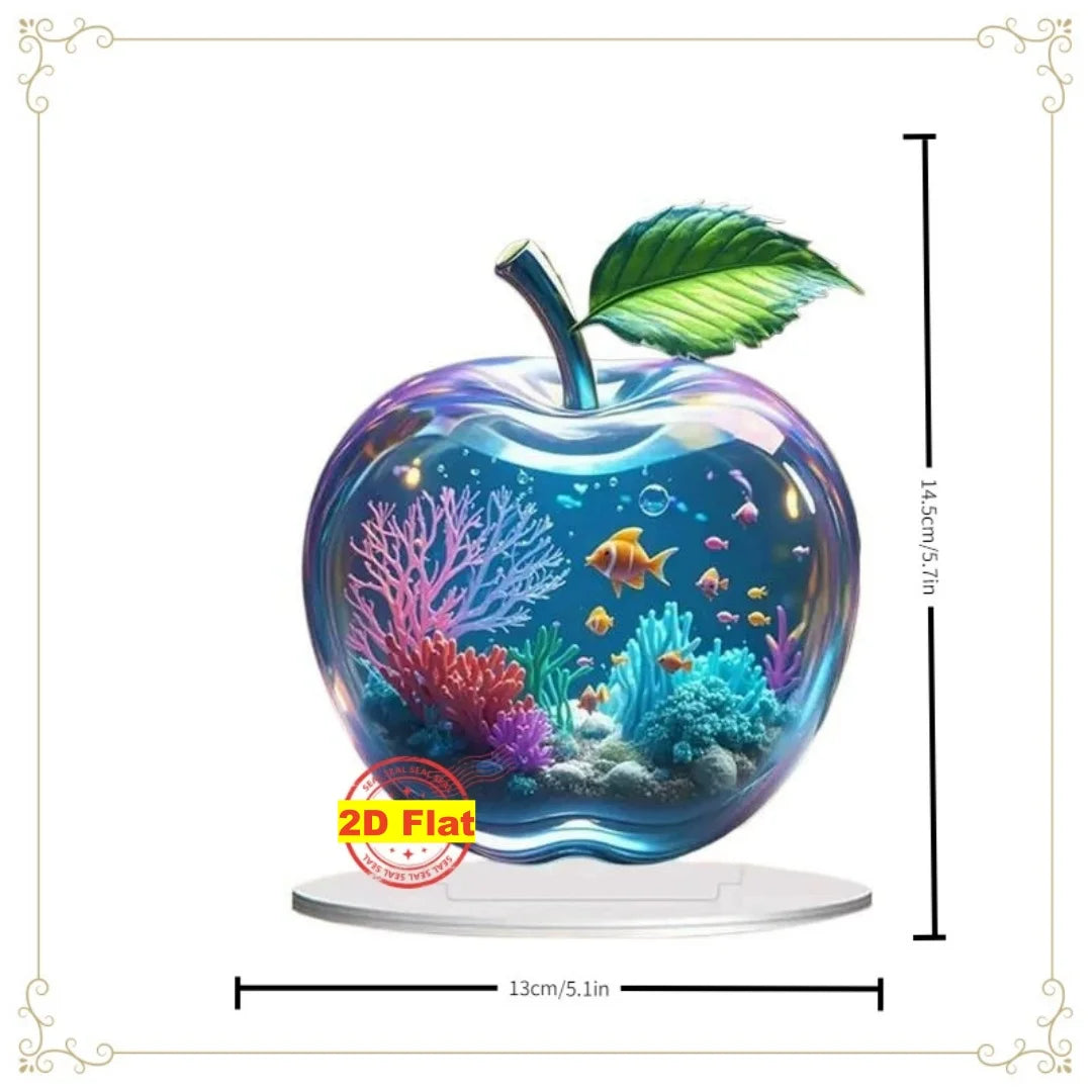2D Acrylic Apple Landscape Desktop Decoration Ornament Home Living Room Entrance Tabletop Decoration Office Table Ornament -
