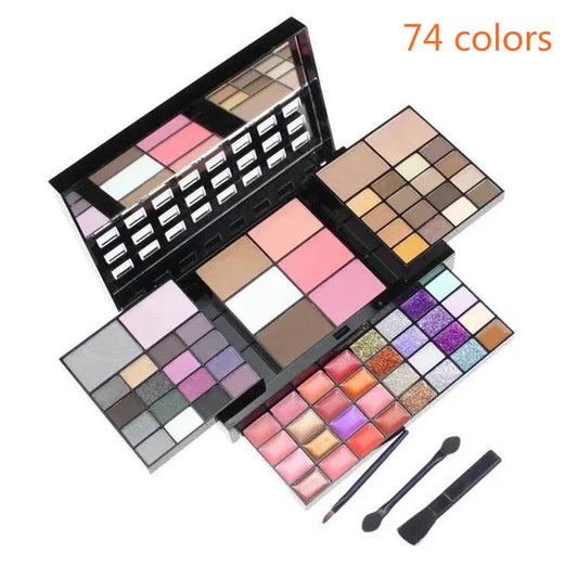 40/74/78 Colors Glitter Eyeshadow Palette Matte Waterproof Long Lasting Pressed Powder Cosmetics Kit Fashion Women MakeUp Too
