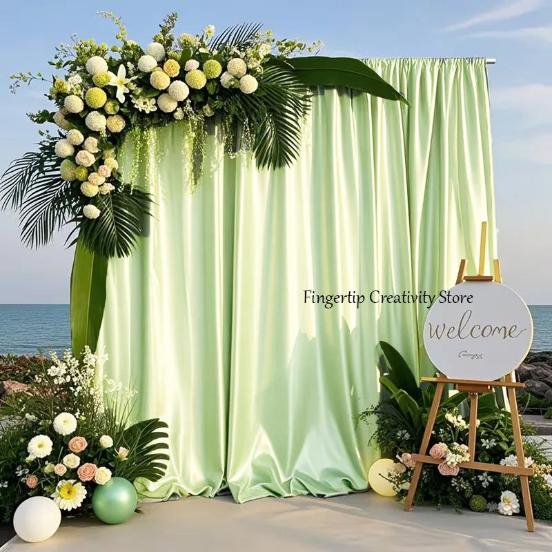 Satin Backdrop Curtain,with Rod Pocket for Wedding,Birthday,Baby Shower,Photography,Graduation Party Backdrop Drapes,1 Panel