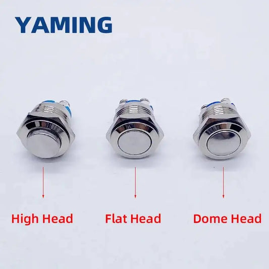 16mm Metal Push Button Switch IP65 Waterproof Nickel Plated Brass Press Button Self-reset 1NO High/Flat/Shape Round Momentary
