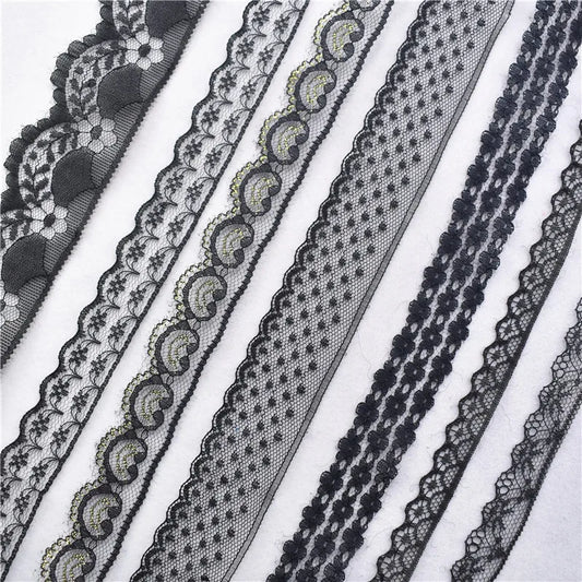 Lace Trim 10 Yards, Black Lace Ribbon for Sewing, Vintage Lace Trim for DIY Crafts, Planner Decorating, Fabric Accent Wide 14