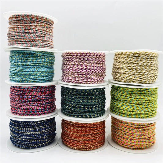 5yards/Lot 2.5mm Gold Line 100% Cotton Cord Rope Chinese Knot Macrame Cord Rope For Jewelry Making For Shamballa Bracelet