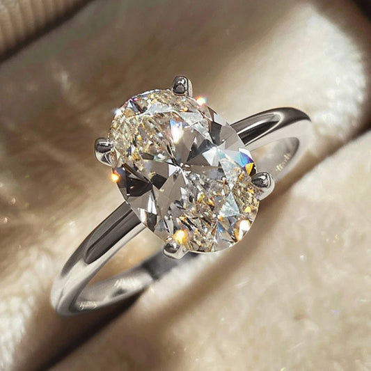925 Sterling Silve 1-8CT Zircon Gorgeous Shiny Oval Stone Ring For Women Engagement Wedding Luxury Fine Jewelry