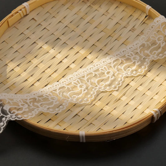 2Meters Bunny Lace Trim Embroidered Sewing Ribbon 45mm Wide Patchwork For Dress DIY Clothing Needlework Decorative Fabric