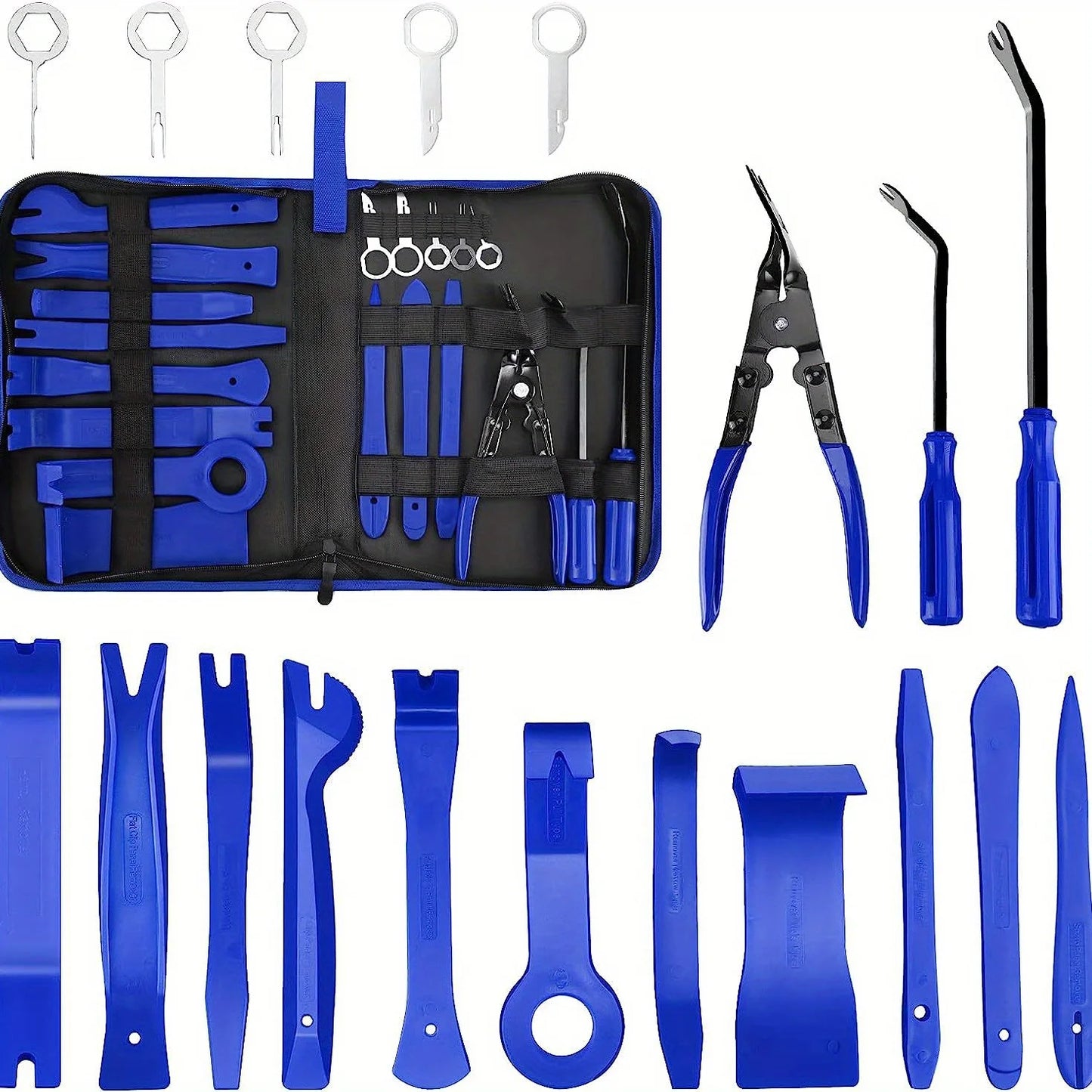 5pcs/19pcs Trim Removal Tool Set & Clip Plier Upholstery Remover Nylon Car Panel Removal Set with Portable Storage Bag - 19pc