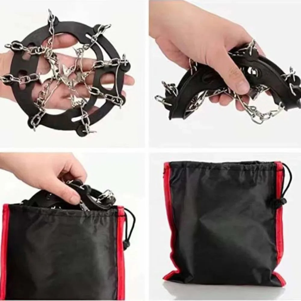 Winter Outdoor Hiking Climbing Snow Spikes Crampons Cleats Chain Claws Grips Boots Cover Ice Gripper Spike for Shoes Anti Sli