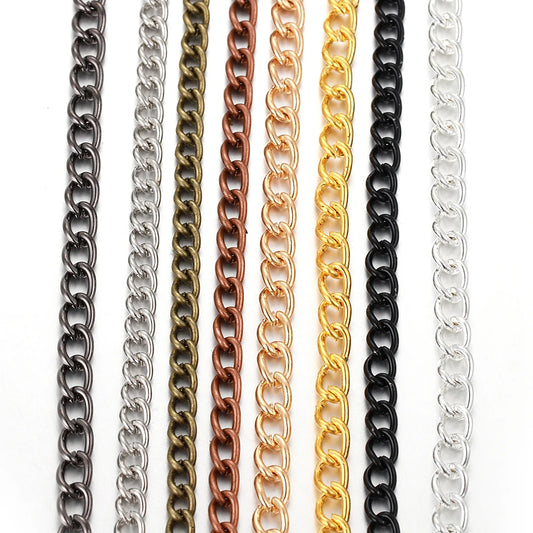 2 Meter Flat 2.5/3.5/4.5mm Extension Thin Chain Metal Chain DIY Necklace Body Chain Jewelry Making Chain Accessories