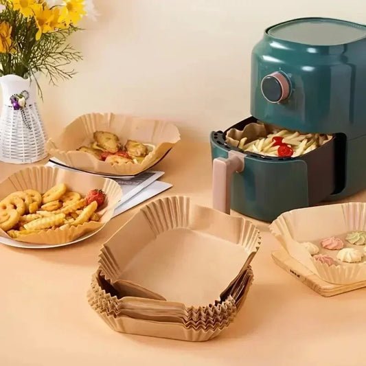 50/30 Pieces Kitchens Accessories Air Fryer Paper Kitchen Utensils Disposable Square Round Pastry Molds BBQ Plate Non-stick P