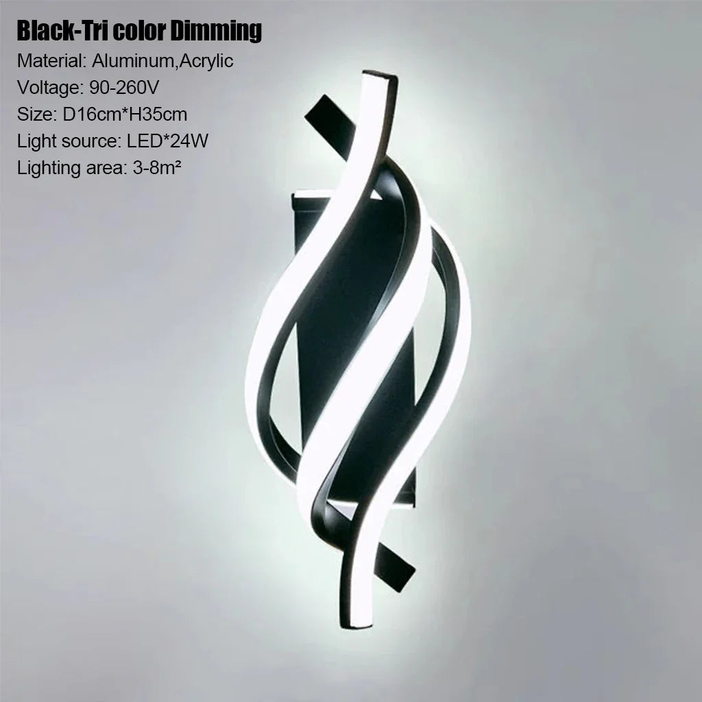 Modern 3 colors LED Wall Lamp Minimalist Black White Line Decor Lights For Bedroom Bedside Backwall Stairway Aisle Illuminati