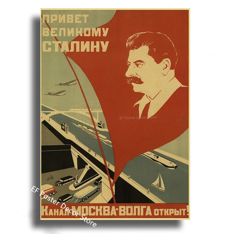 Vintage Stalin USSR CCCP Poster Poster Aesthetic Prints and Posters Wall Art Retro Painting Home Room Cafe Club Dorm Wall Dec