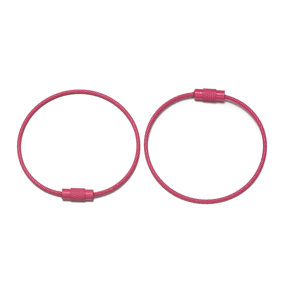 10pcs/lot 50mm Iron Key Ring Colorful Keychain Rings Screw Lock for Jewelry Making Keychain DIY Findings - Rose red