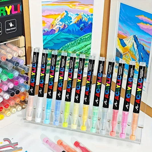 12-366 Colors Acrylic Paint Pen Markers Acrylic Felts Brush Tip Paint Markers For Wood Rock Painting Canvas Gift DIY Crafts