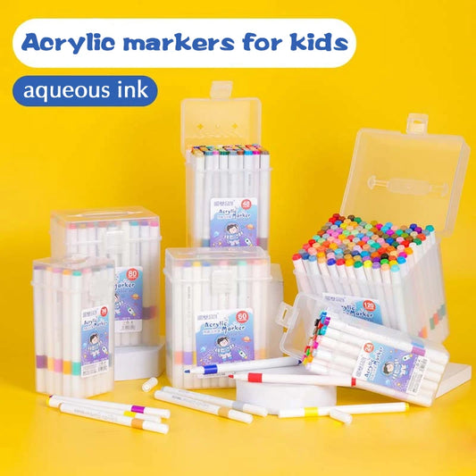 Acrylic Brush Markers Set with Portable Case, Liquid Ink Art Acrylic Paint Markers Set for Art and DIY Craft