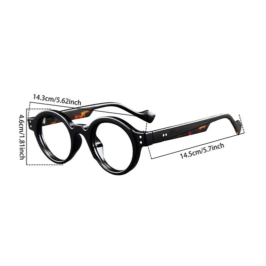 Retro Round Frame Fashionable Reading Glasses Made of Ultra Light Resin, Suitable for Both Men and Women