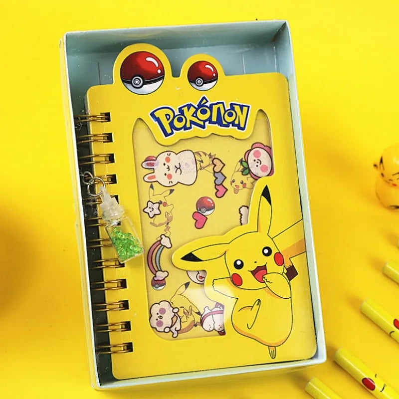 Pokemon Pikachu Notebook Coil Bound, Cute Anime Cartoon Diary Journal for School Office Study Supplies, Kids Gift Set