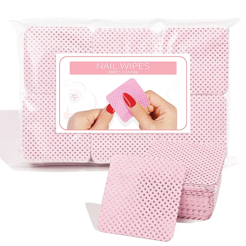 300pcs/Pack Lint-free Nail Polish Remover Napkin Colorful Cotton Wipes Paper Pads UV Gel Dust Cleaner Cleaning For Manicure T