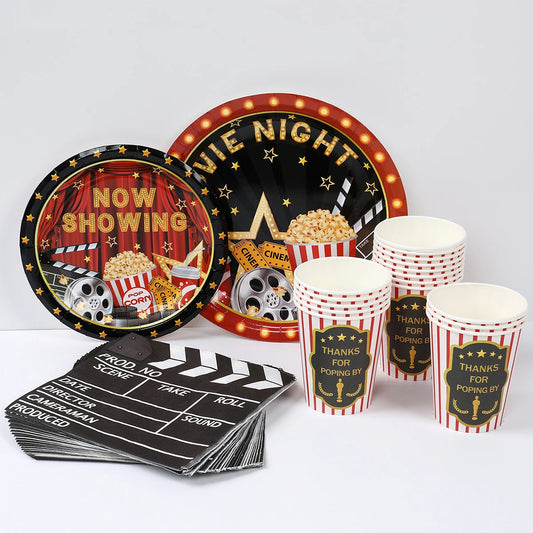 Movie Night Table Runner Red Movie Theme with Gold Star Design Movie Night Red Carpet Decoration for Movie Night Party Decor