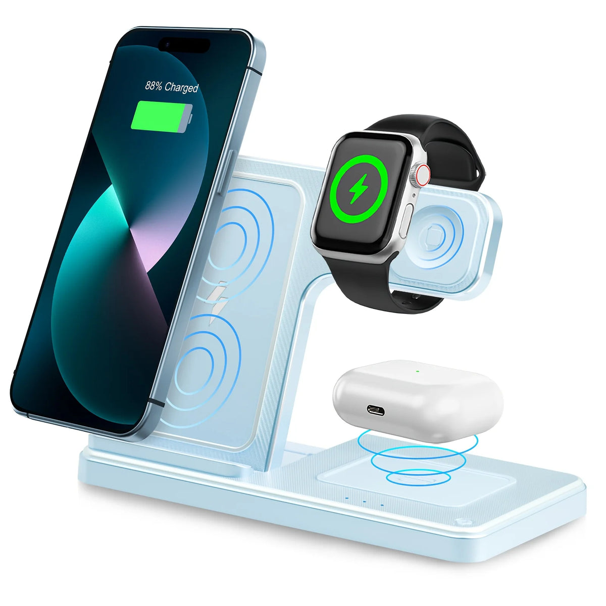 3 In 1 Wireless Charging Station Magnetic Fast Charging 18W Foldable For IPhone 16 15 14 13 12 Pro/Pro Max/Plus/Watch & Airpo