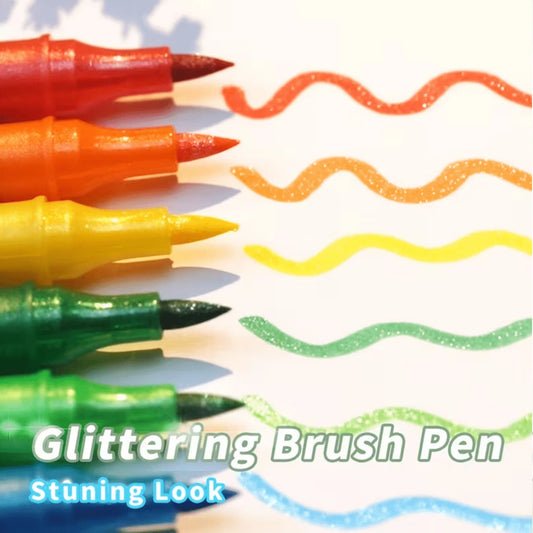 24 Colors Colorful Double-Ended Glitter Pens with Fast-Drying Glue-Like Ink - Fine Tip Tip-To-Base for Scrapbooking, Card Mak