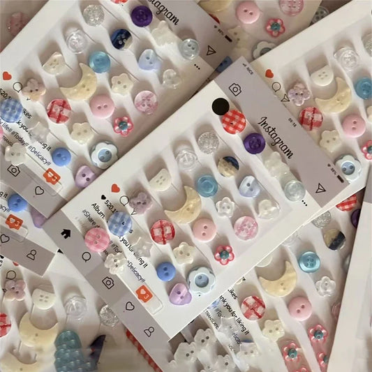 40PCS Cream Color Button Blind Box Mixed Style-Ins Wind Decor for Hand AccountDIY Doll Clothes Accessories Beaded Jewelry Mak