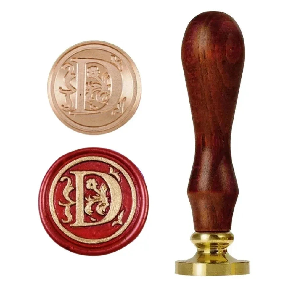 1set 26 Letter A-Z Wax Seal Stamp with wooden handle, Wax Seal Paint Copper Head for Envelope Gift Invitation Card Sticker -