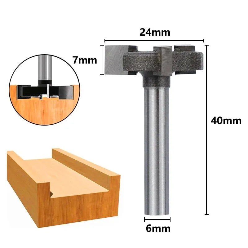 Spoilboard Surfacing Router Bit 6mm & 6.35mm Shank, Slab Flattening Planer Bit for Woodworking, T-Slot Milling Cutter - 6mm s