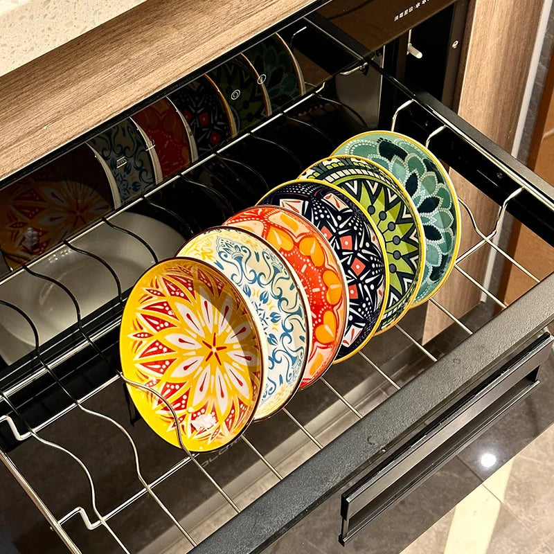 6pcs- Ceramic Bohemia Plate, Salad Plate, Appetizer, Serving Dried Fruit, Desserts And SaladsDishwasher Oven Microwave Safe -
