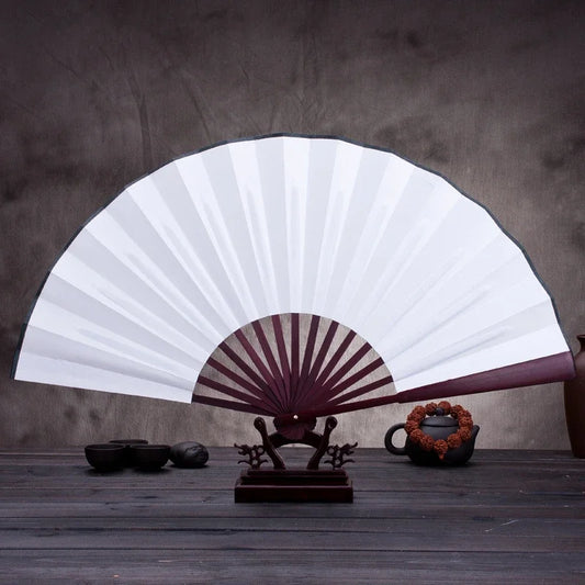10/13 Inch Folding Fan Hand Silk Cloth DIY Chinese Folding Fan Wooden Bamboo Antiquity Fold Fans DIY Calligraphy Painting Dec